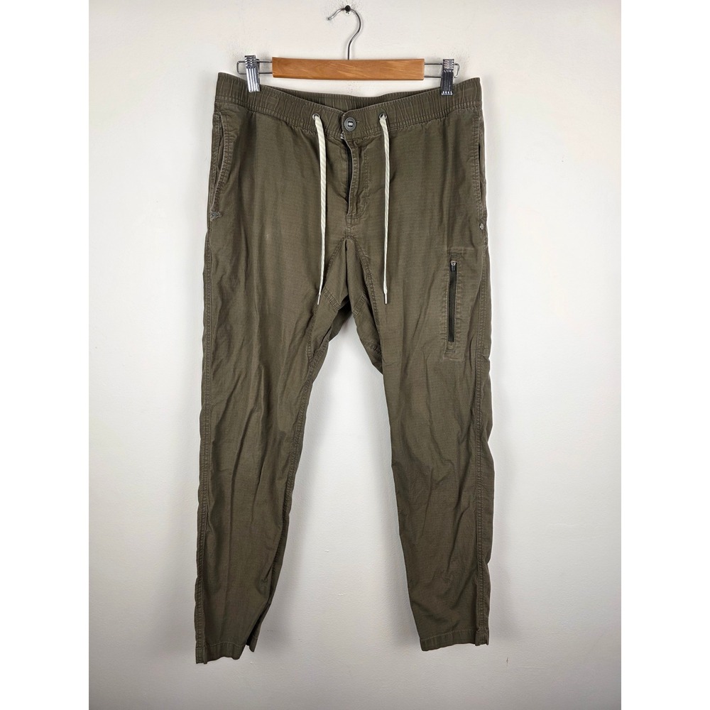 Vuori Men's Ripstop Climber Cargo Pants Olive Green Drawstring Size Large